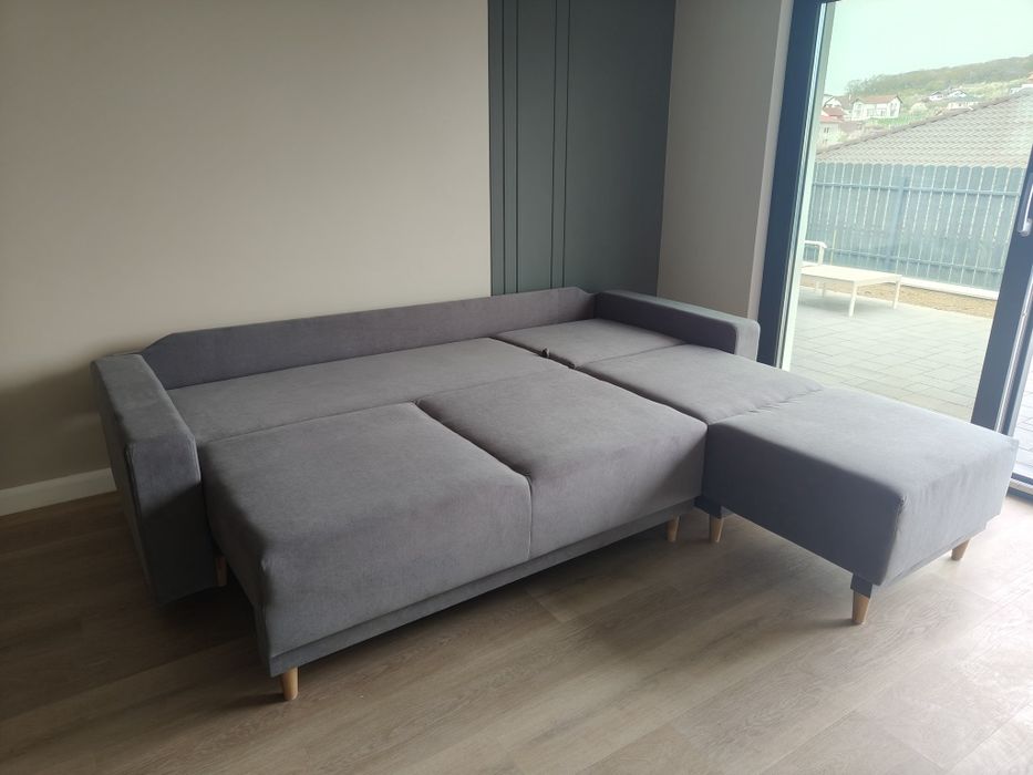 Colțar gri extensibil, 265 cm, nou