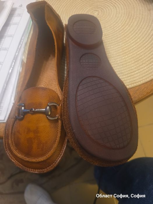 Кожени мокасини ,светлокафяви