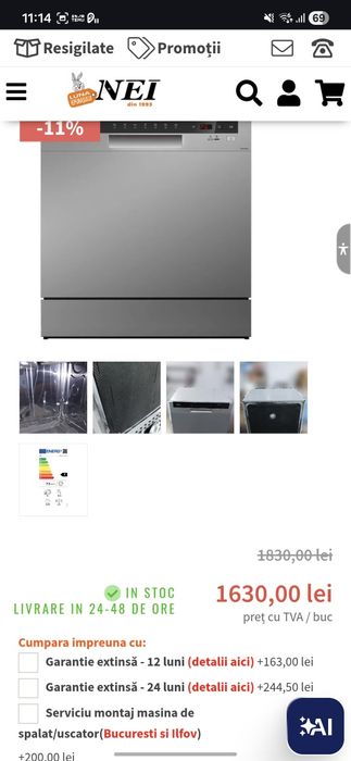 Masina de spalat vase NEI