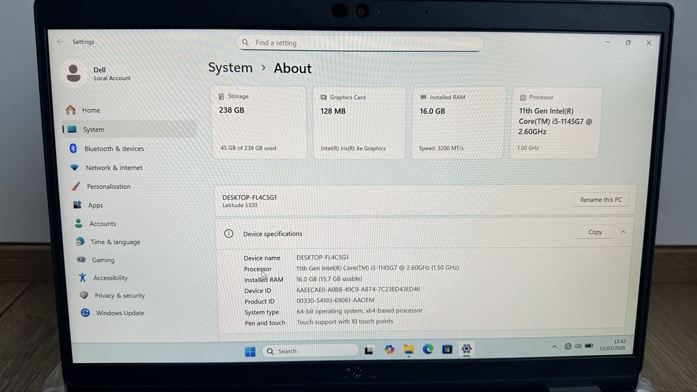 Лаптоп Dell Latitude 5320 FHD 13.3” Intel i5-1145G7 16GB RAM 256GB SSD