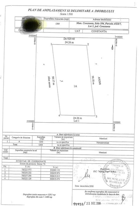 PROPRIETAR- Teren Intravilan Constanța–Zona Palas (BHS/Renault)
