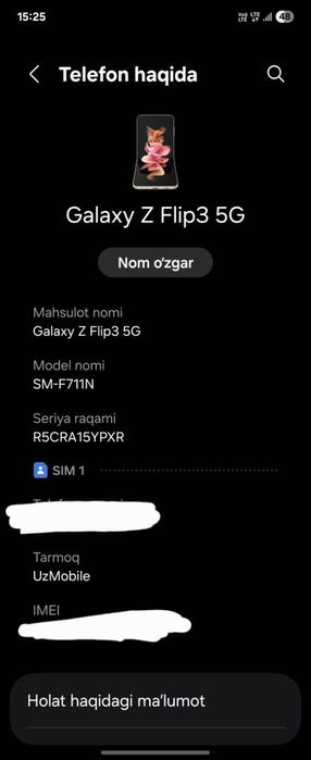 Samsung galaxy Z Flip 3 5G 8/256