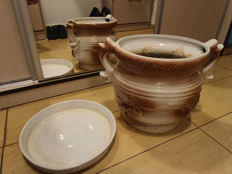 Superb vas/oală ceramică glazurată f mare, h 35 cm înălțime si 30 diam