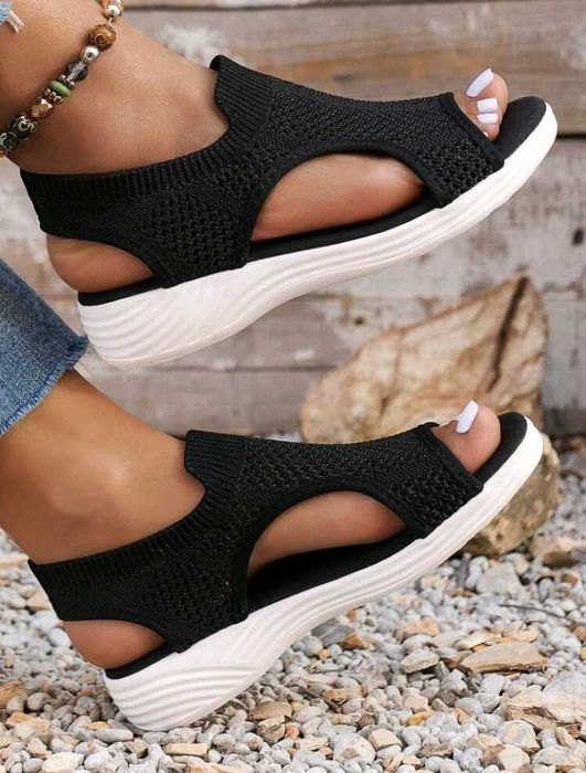 Дамски плетени обувки номер 37 летни нови черни