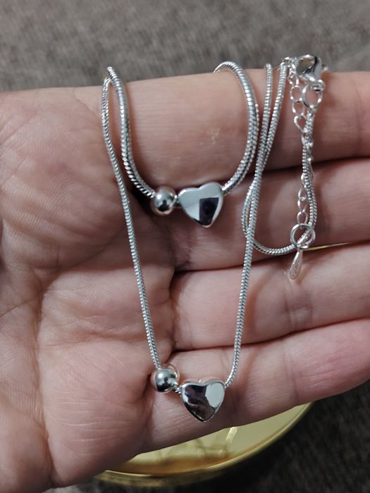 Set superb din argint cu pandantive inima