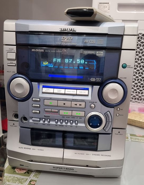 Sistem audio AIWA DVD/CD/Casetă – FUNCȚIONAL – Telecomandă inclusă