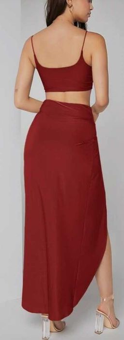 Set fusta top burgundy XS Shein - fusta purtata o data, top nou