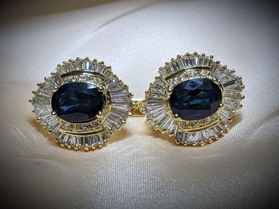 Серьги с бриллиантами и сапфирами