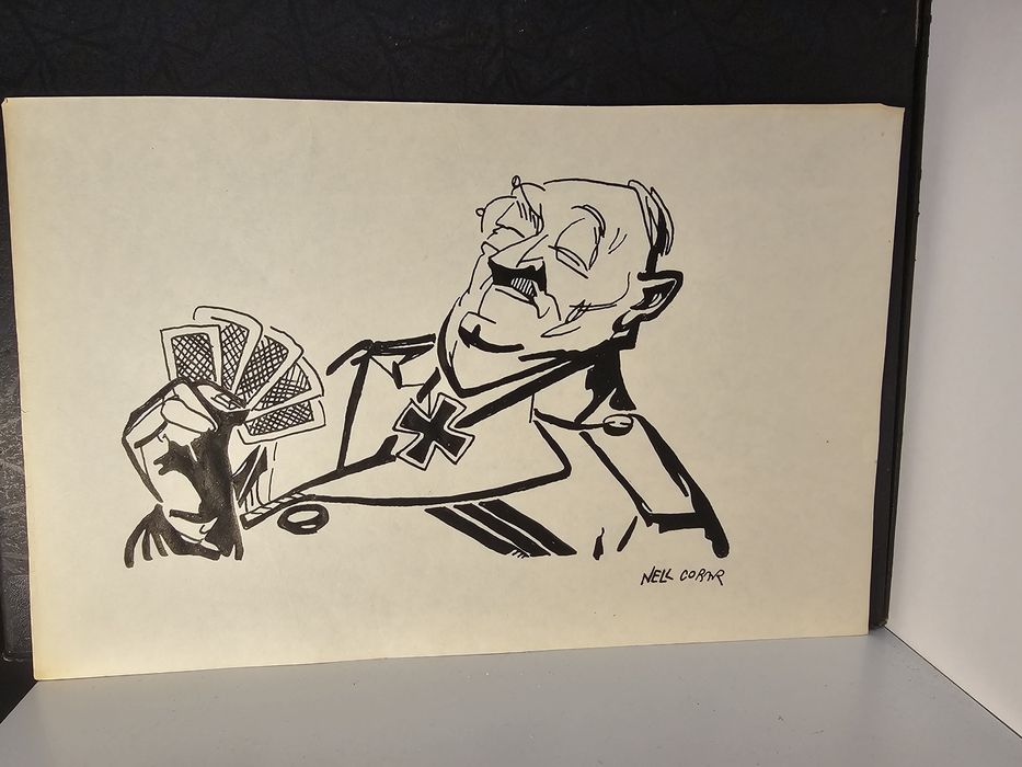 Schita grafica caricatura Nell Cobar-Ion Antonescu