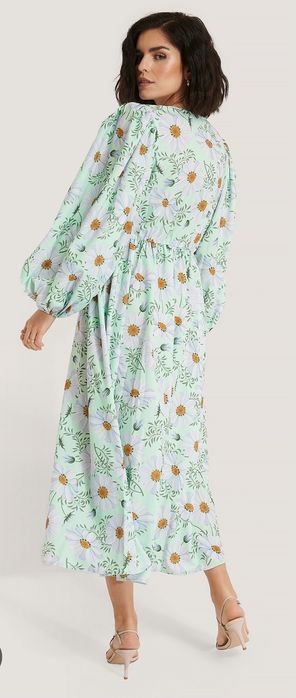 Rochie midi Na-kd cu maneci lungi bufante