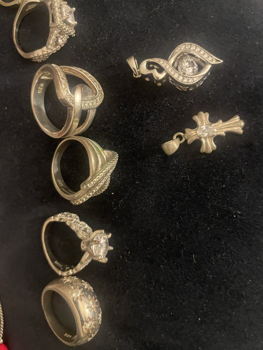 Сребърни пръстени и колие Lbvyr,висулка с мойсанит