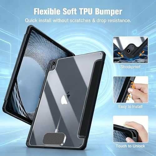 Нов Прозрачен калъф за iPad Pro 11 Air 11 с магнитно зареждане таблет с държач за писалка