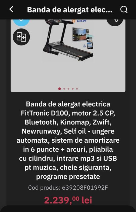 Banda de alergat FitTronic D100