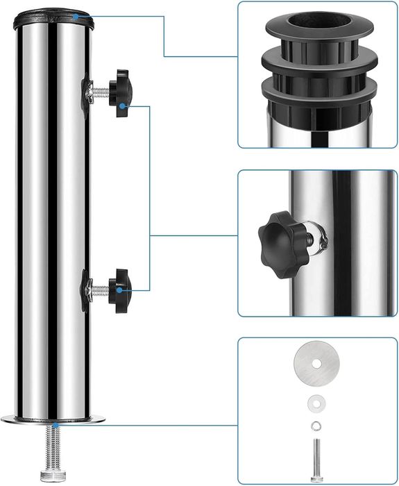Универсална стойка за чадър от неръждаема стомана с адаптери