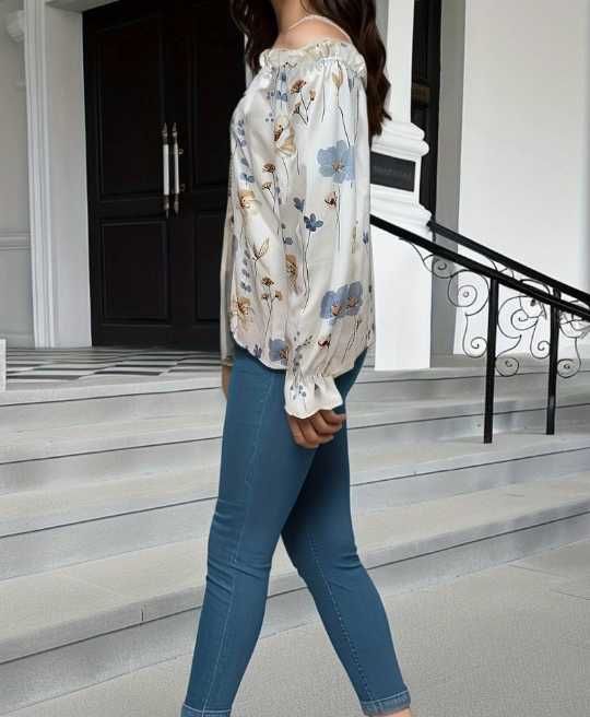 Блуза с дълъг ръкав с флорален принт