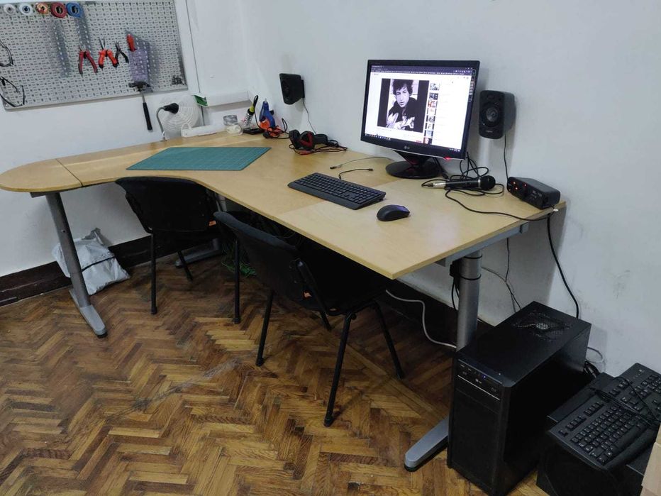 Birou colt IKEA Galant mare, modular, cu extensii, reglabil