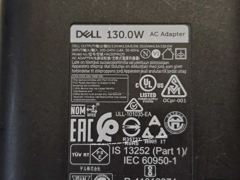 Încărcător Laptop Dell - 20V 6.5A / 5V 1A 130W USB-C - Model HA130PM170