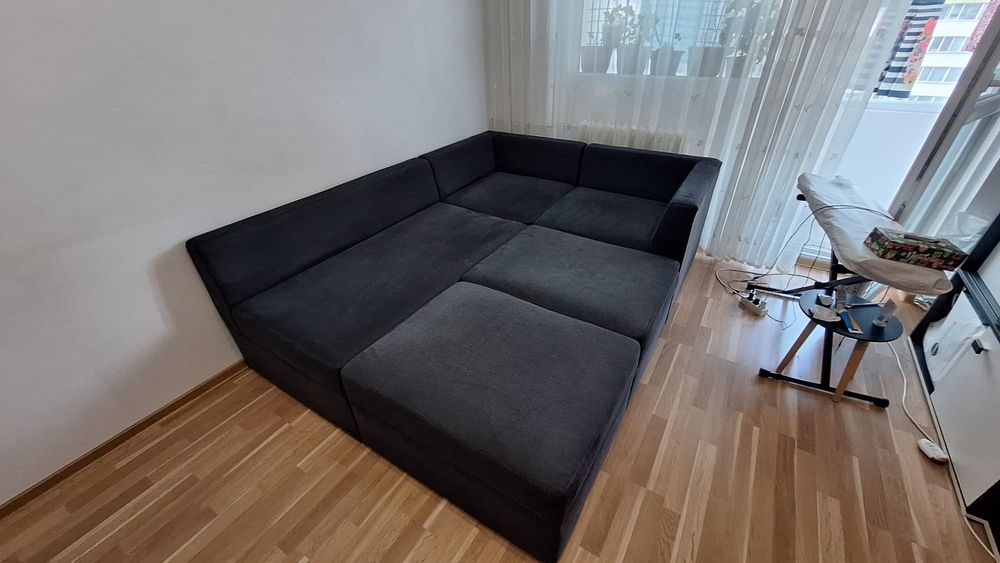 Canapea modulară cu sertar pentru depozitare