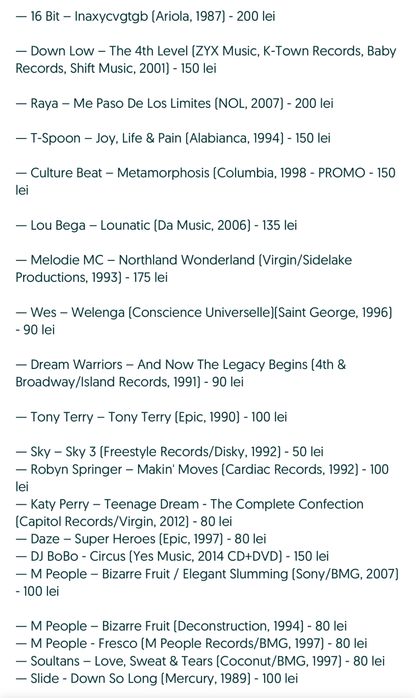 Pachet 20 - Eurodance/Rock - 16 BIt/T-Spoon/Down Low/Slide/Sky 3/Daze