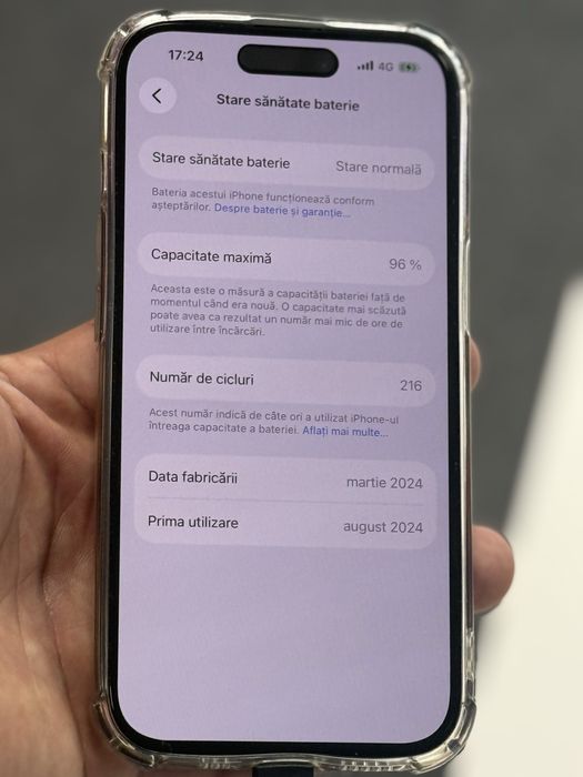 iPhone 15 128GB Black, stare impecabilă