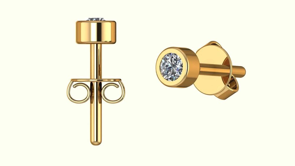 Детски обеци от 14К злато с лабораторни диаманти