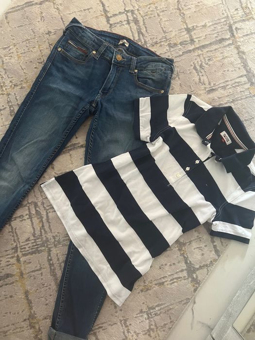 Tommy Hilfiger дамски дънки skinny и тениска