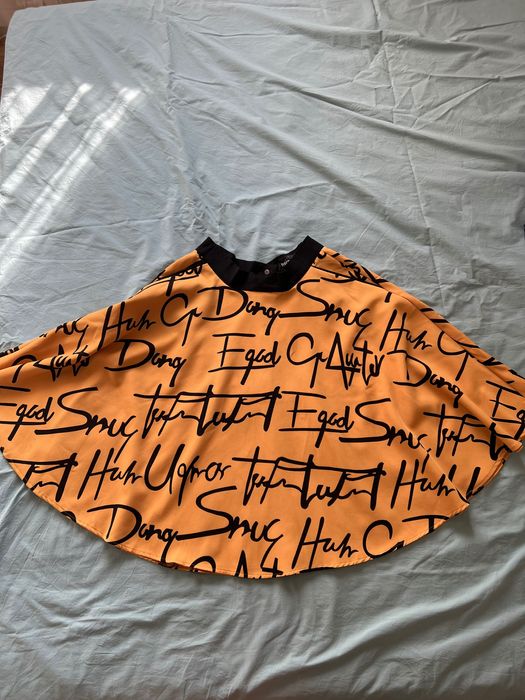 Fusta midi evazata galben cu negru