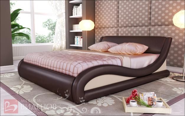 Кожена Спалня „Ливиана“ – Мебели Виденов | 180/200 + 2 нощни шкафчета