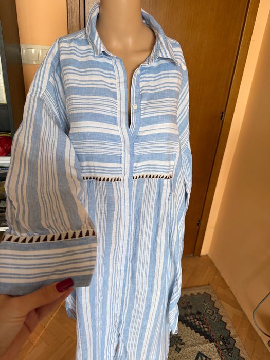 Кафтан( дълга рокля тип туника) 100% лен Lemem&H&M, размер M/L/XL