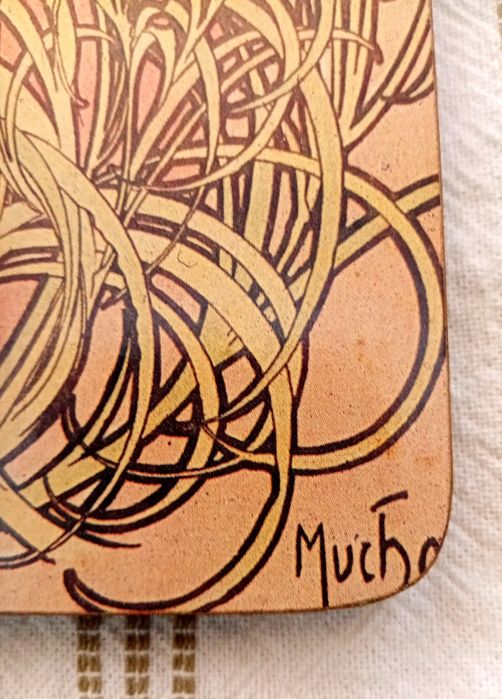 Алфонс Муха "Карамфил" винтидж репродукция върху дърво, Полша 70-80 те