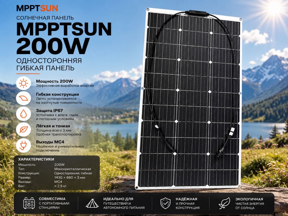 Солнечная панель MpptSun 200w (Новая)