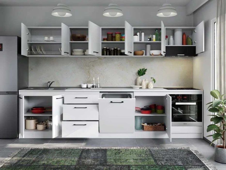 Set Mobila Bucatarie Mina Pure 320 Alb C158 - Transport Gratuit