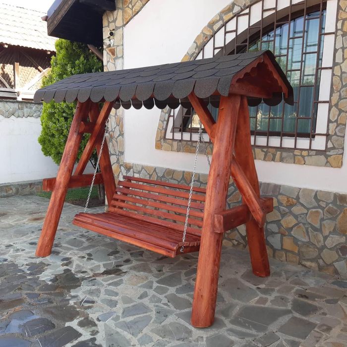 Leagan rustic din lemn masiv / balansoar copii