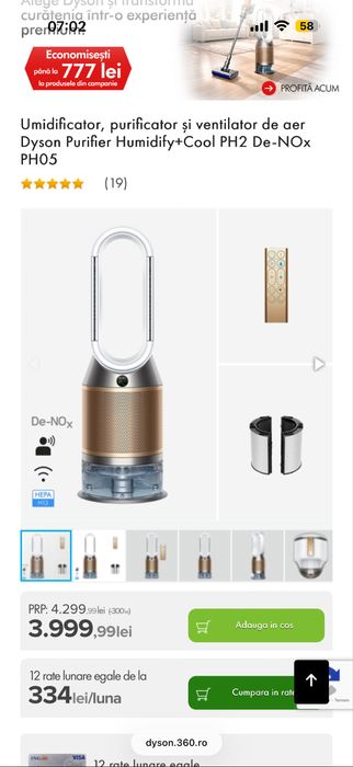 Purificator dyson humidify+cool ph2 de-NOx