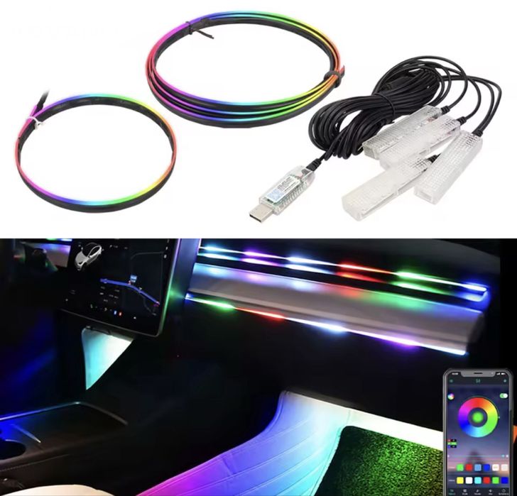 Lumini ambientale pentu bord cu aplicatie pe telefon - Promotie !!