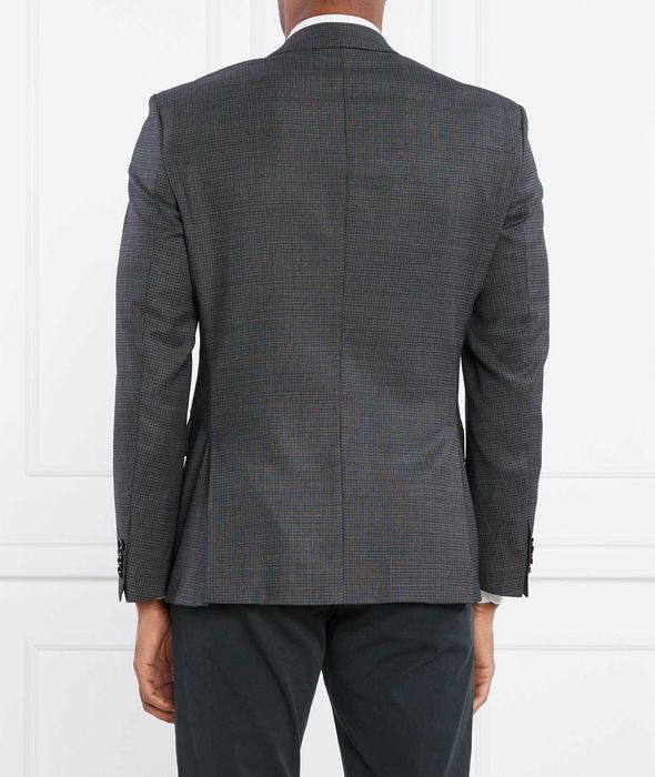 Sacou blazer 54 XXL Hugo Boss lana 100% super 120's gri microstructuri