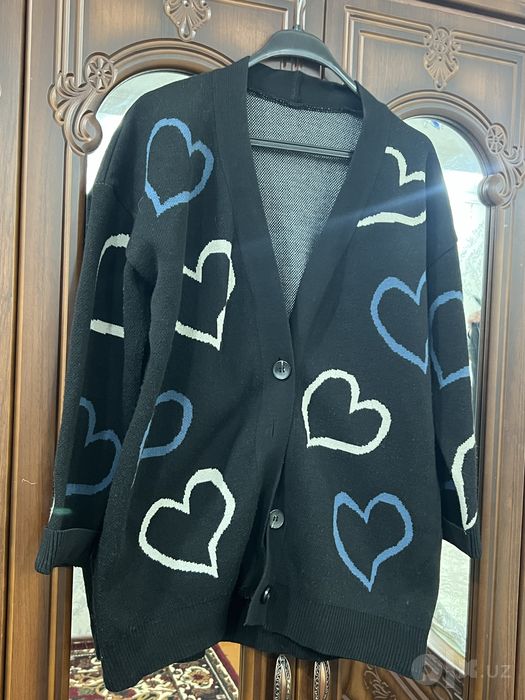 Tugmachali trikotaj oversize kardigan