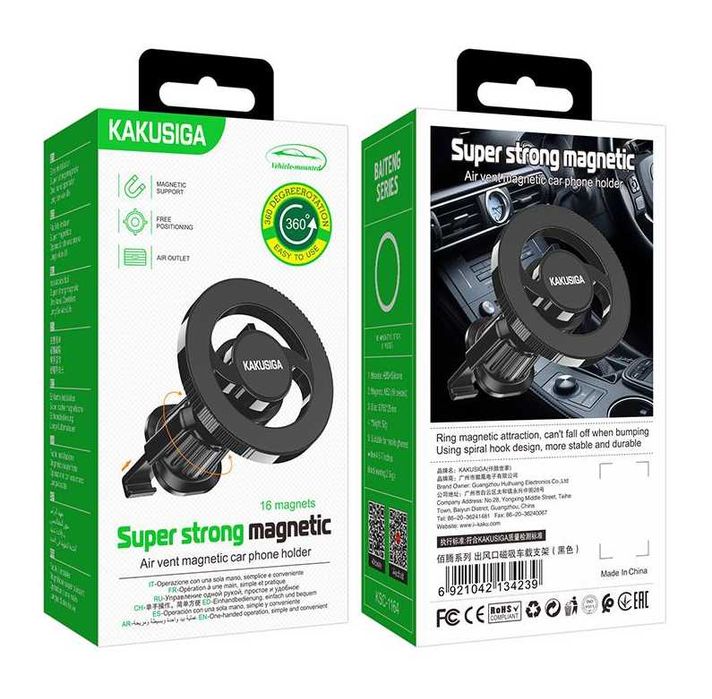 Suport Auto MagSafe, montaj Ventilatie, 360°, Magnetic Ring, PullClip