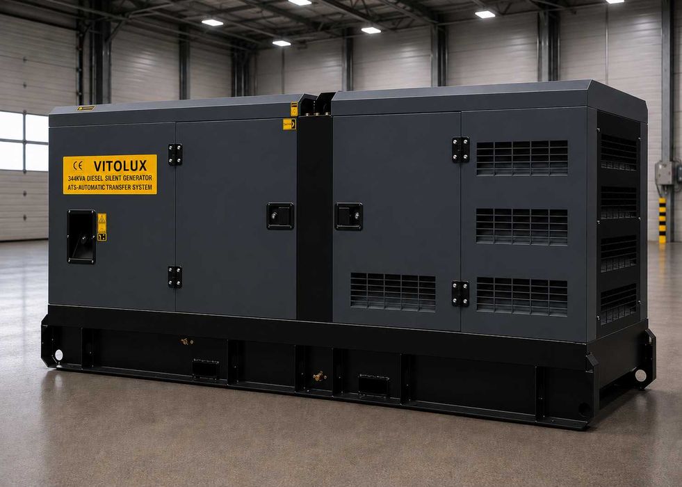 344 KVA/275 KW Шумозаглушени Трифазни Дизелови Генератори с Автоматика