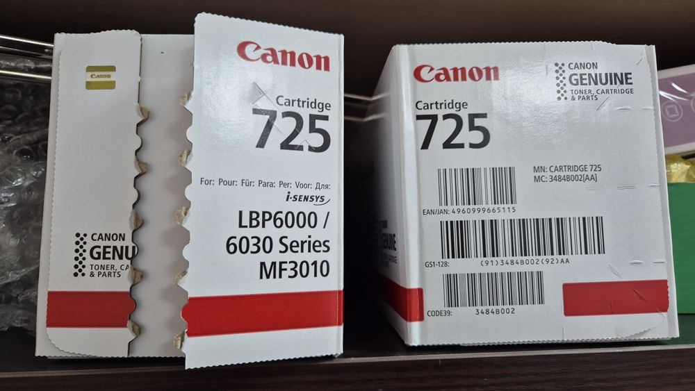 Новые катриджи canon 725