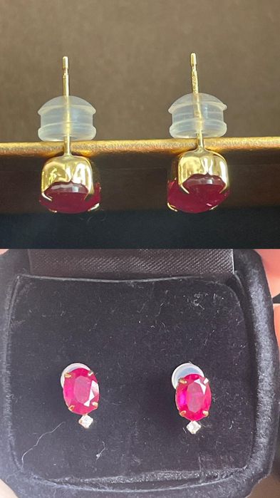 Cercei din aur 18k cu rubine si diamante naturale