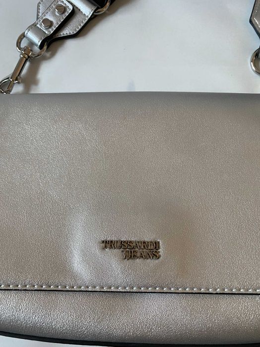 Geanta dama, Trussardi Jeans, piele argintie