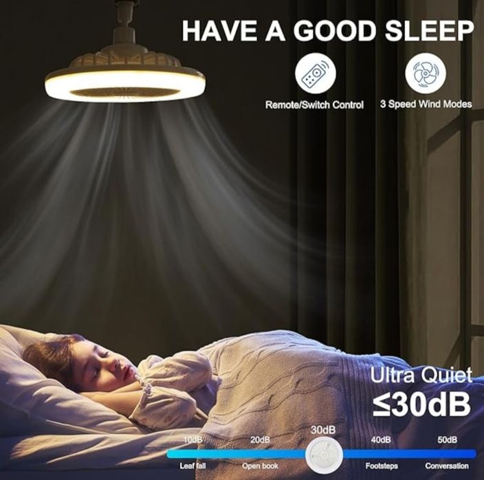 2в1 Вентилатор за таван и LED Лампа с дистанционно