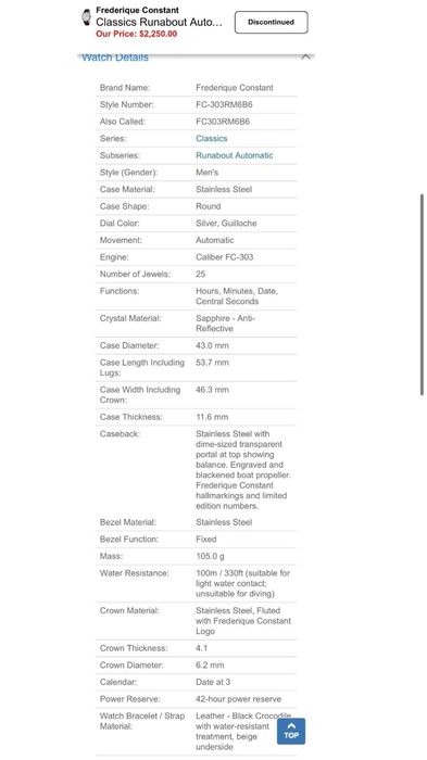 Frederique Constant Runabout - 43mm - Automatic