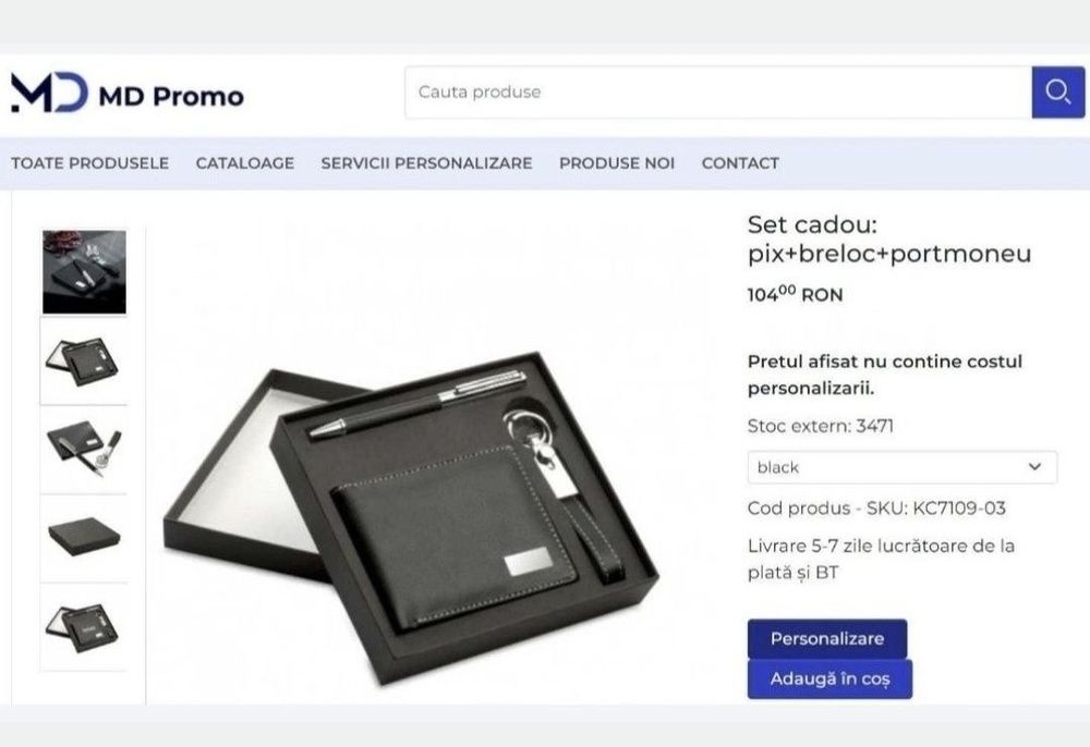 Portofel cu Set cadou: pix+breloc+portofel negru