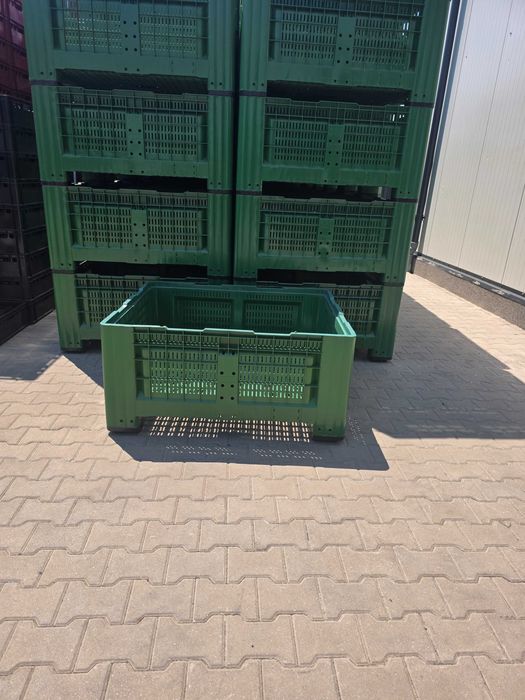 Boxpalet perforat cu patru picioare, 1200 mm x 1000 mm x 580 mm, Verde/ 750 ronTRANSPORT GRATUIT