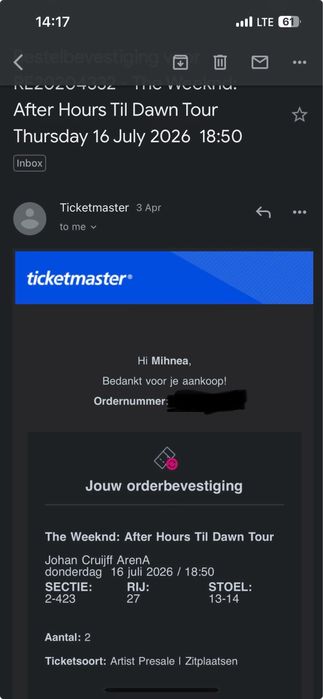 2 bilete concert the weekend amsterdam