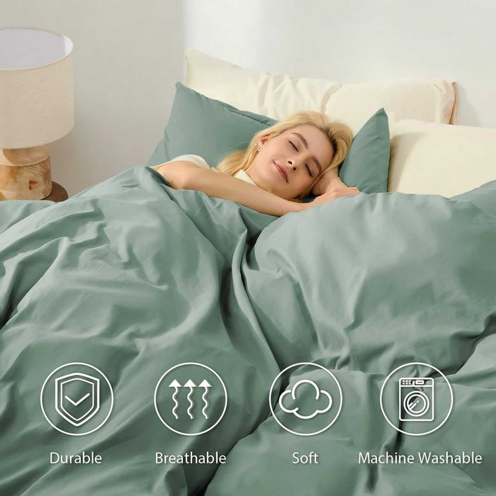 Спално бельо от 4части 2 калъфки и два плика 135x200 зелено микрофибър