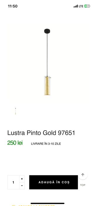 Set lustra pendul si aplica de perete Auriu Gold Pinto