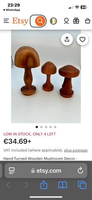 Гъби дърво Ръчно стругован дървен декор гъби - Sapele Wood 4 бр.